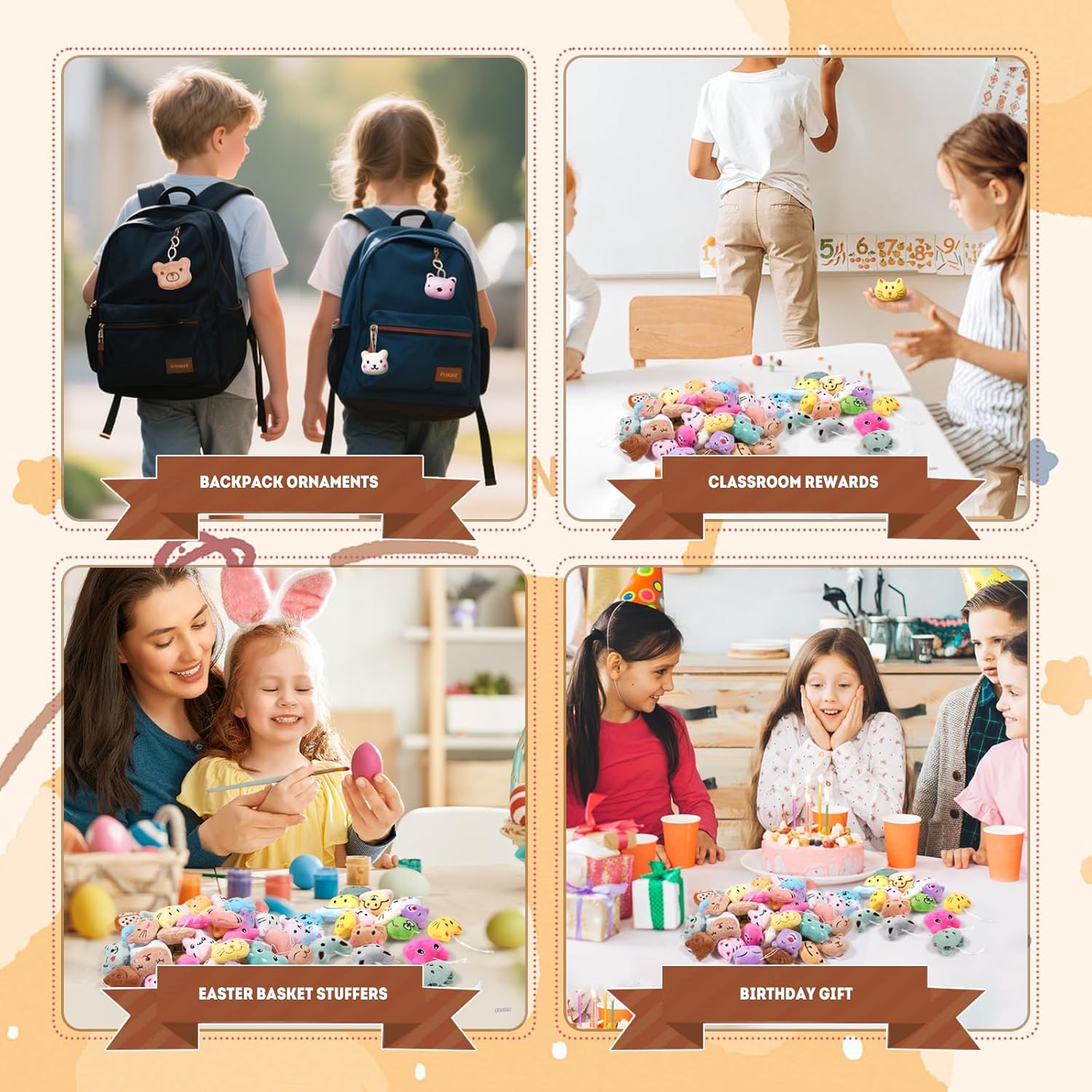 Thumbnail 5 de VISATOR 50er Set Schlüsselanhänger Kuscheltier (Mini-Plüschtiere) als Mitgebsel für Claw-Maschinen & Kinderfeiern