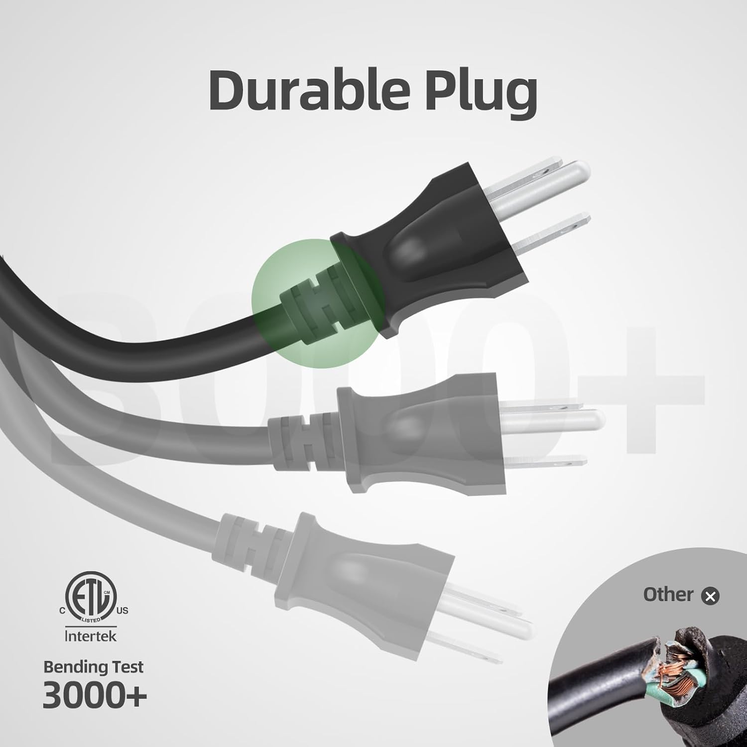 Detalle de Tiffcofio 25-Foot Waterproof Extension Cord, 3-Prong, 16 AWG, 13A