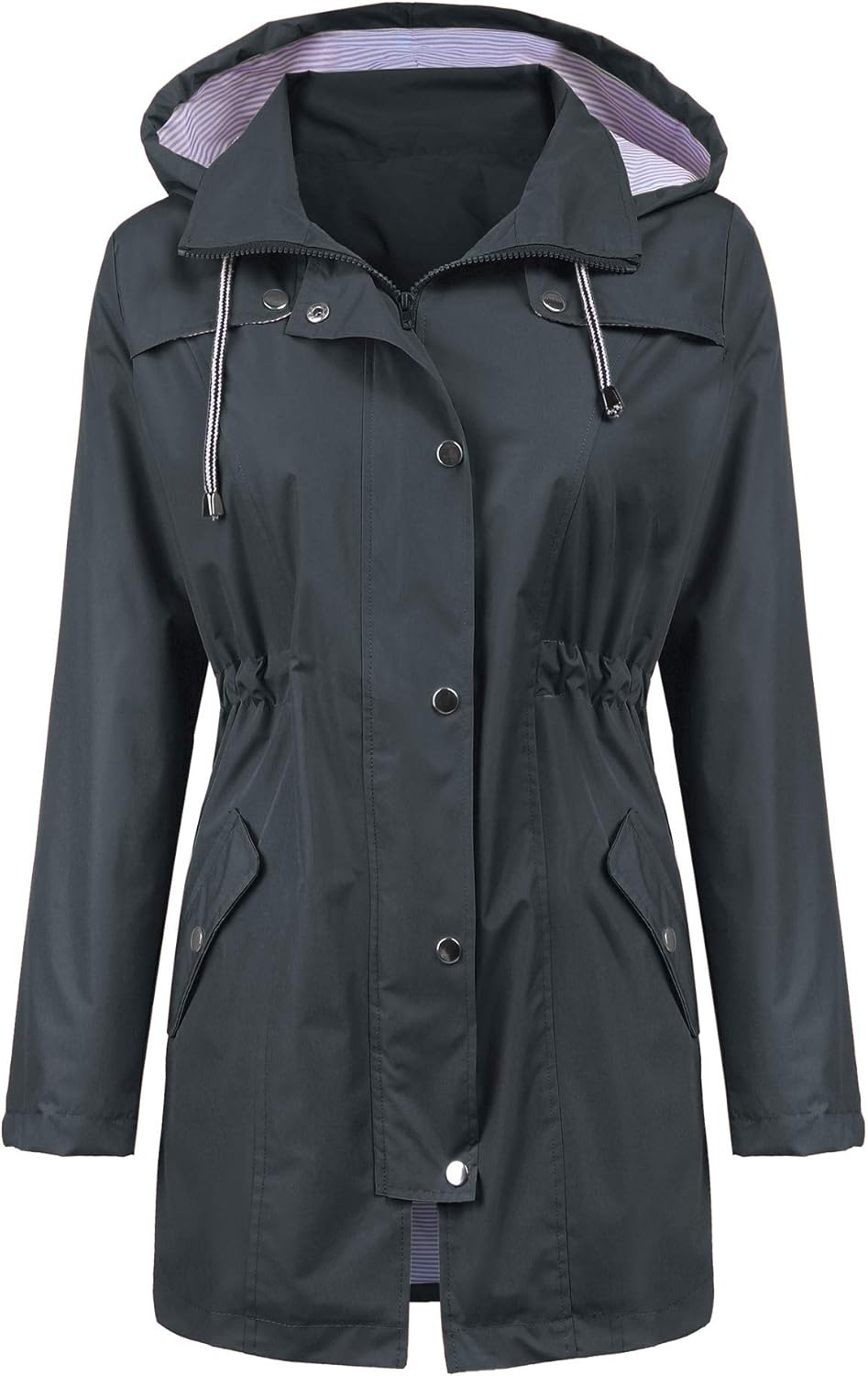 Detalle 2 de LOMON Raincoat Women Waterproof Long Hooded Trench Coat