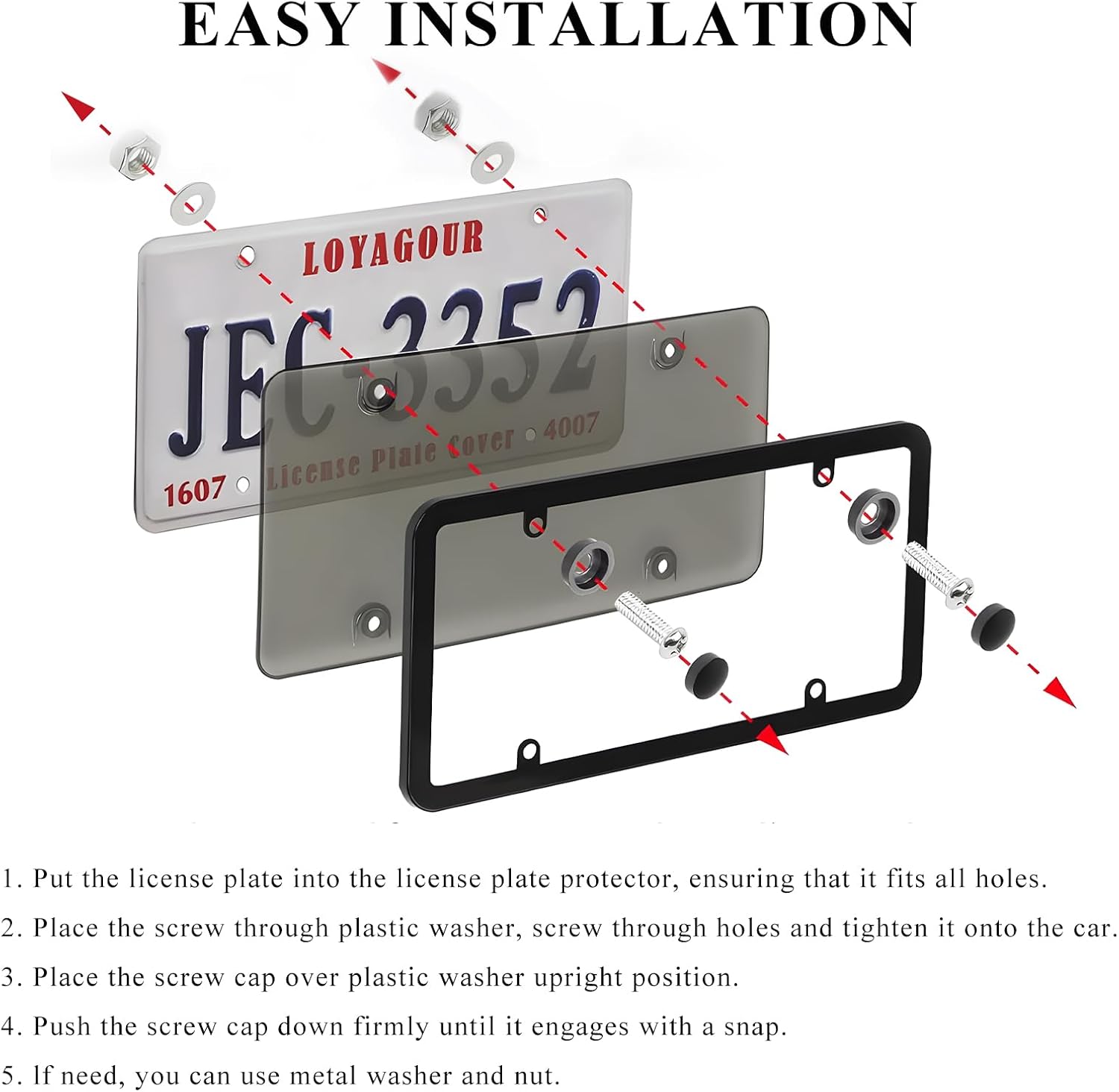 Thumbnail 4 de LSKASELUE License Plate Frame and Cover Set, 2-Piece