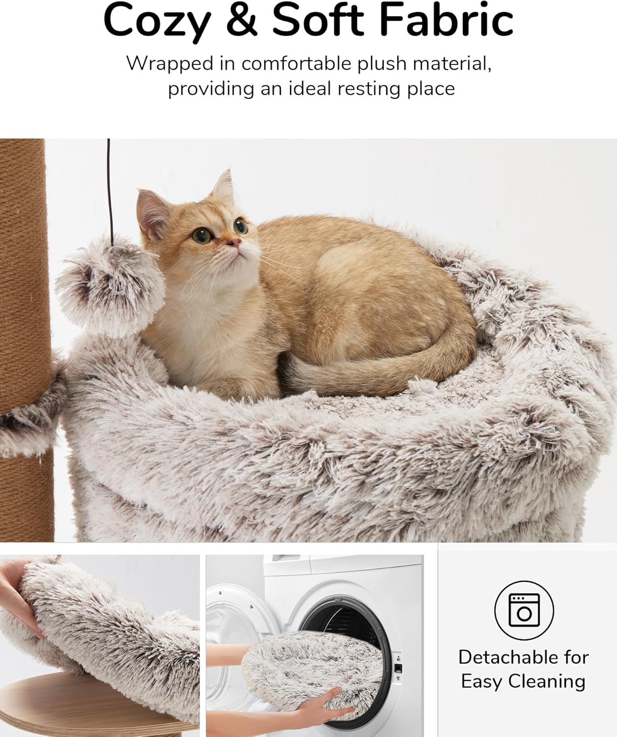 Thumbnail 6 de FUKUMARU Cat Tree 5 in 1 (155cm) with 4 Levels, 6 Scratching Posts & Detachable Cushions