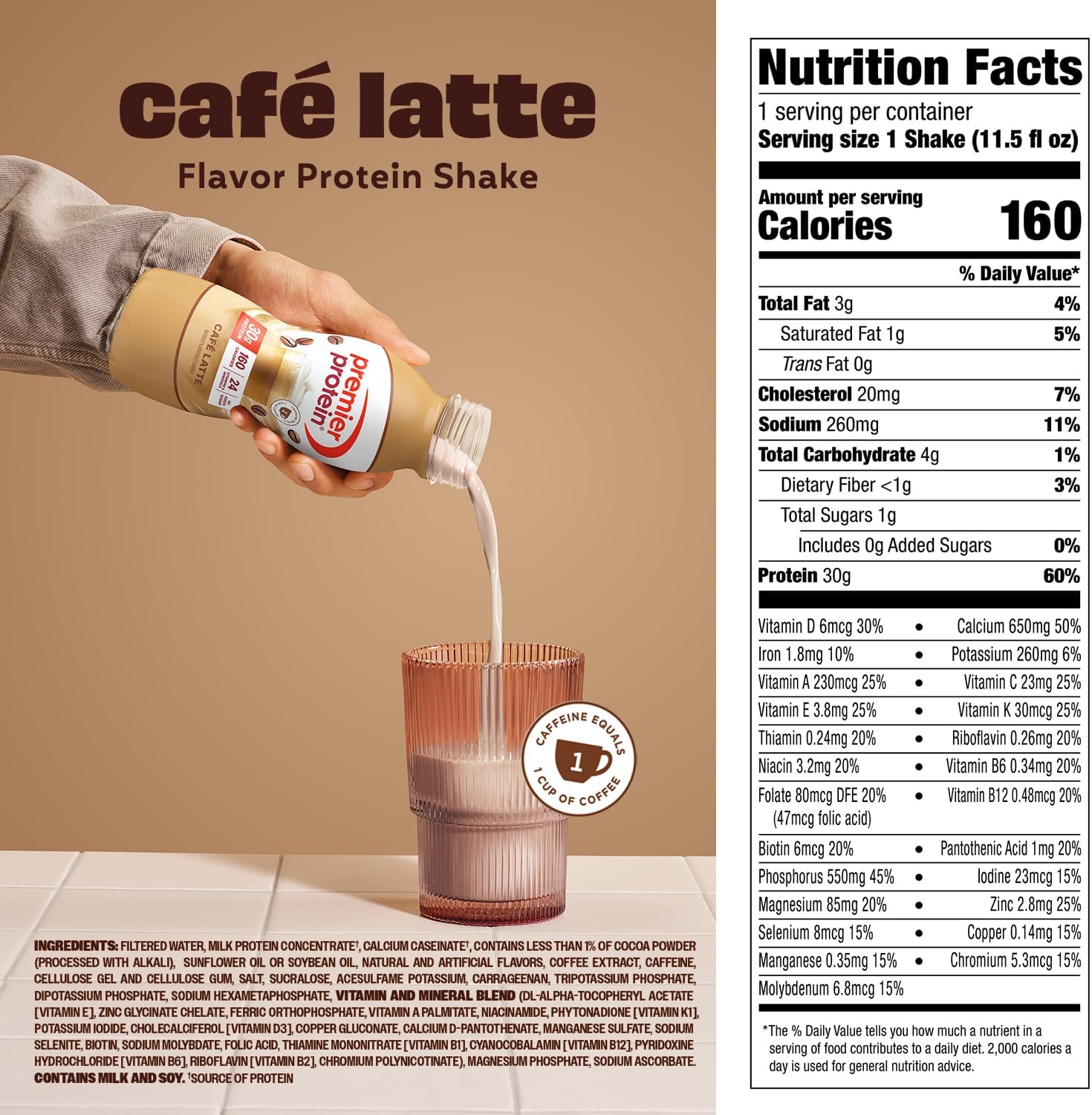 Detalle de Premier Protein 71788 +Energy Café Latte Protein Shake, 30g, 12-Pack