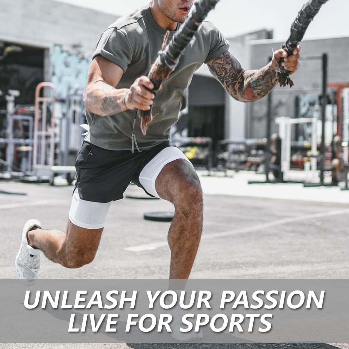 Detalle de JWJ Men's 2-in-1 Workout Shorts, 7-Inch Lightweight with Compression Liner