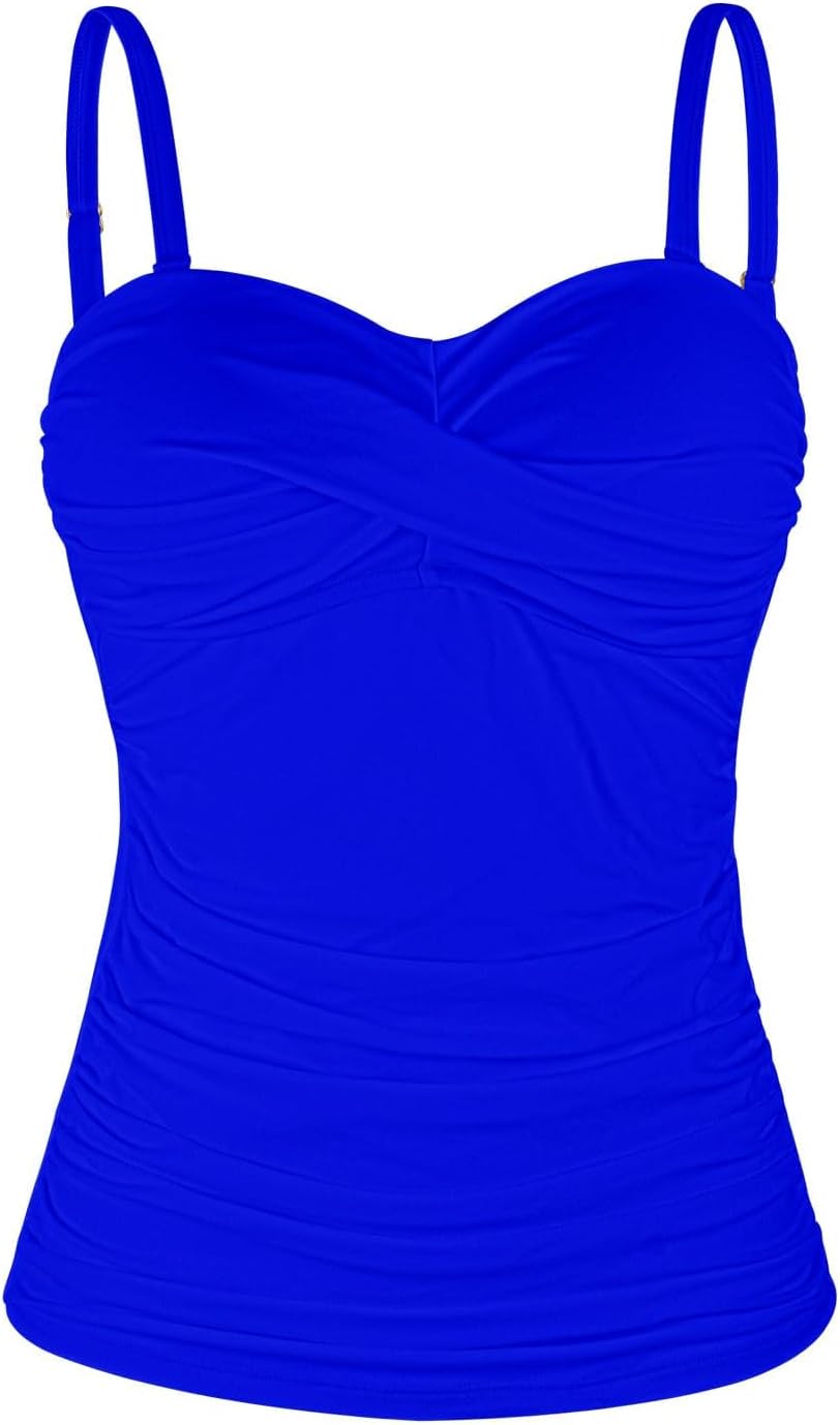 Detalle de Ocean Blues Women’s Twist Bandeau Swimsuit Top with Ruched Tummy Control (tankini top only)