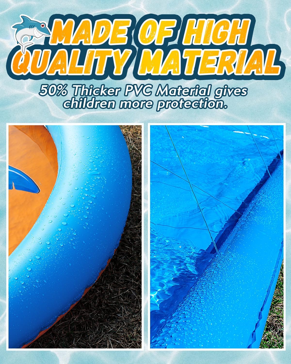 Detalle de Spring Water Slip and Water Slide 32FT: Backyard Shark Theme for Kids & Adults