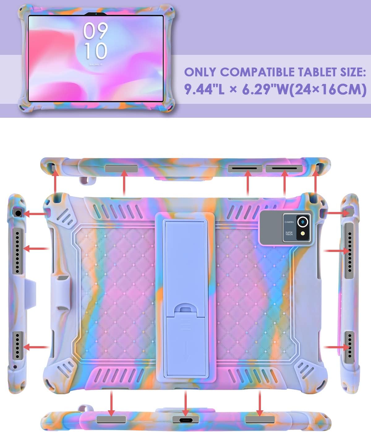 Detalle de KATUMO Universal Silicone Case for 10.1 inch tablets (with pen, shoulder strap)
