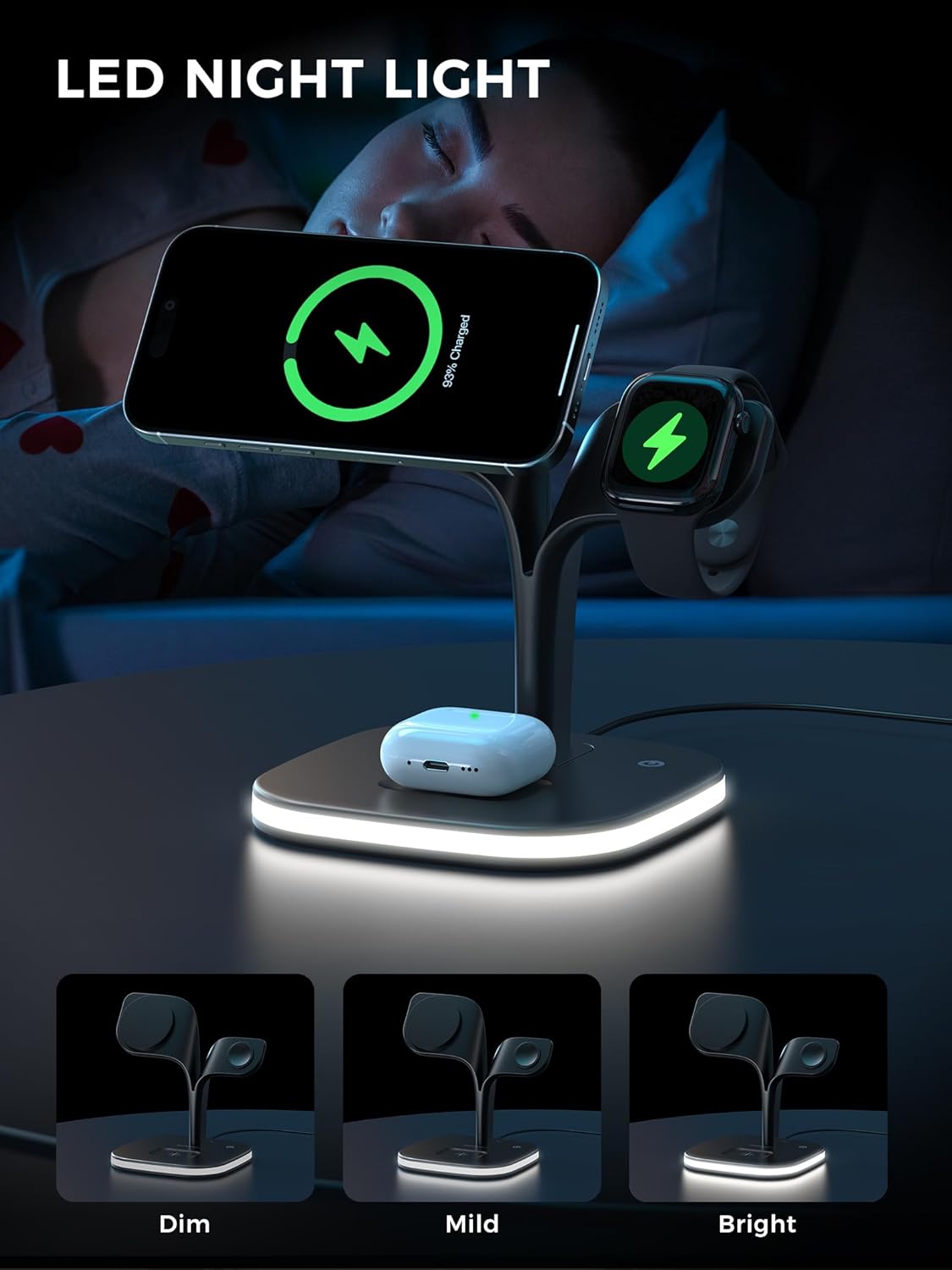 Detalle de HJCE Caricatore Wireless 3 in 1 MagSafe: stazione di ricarica per iPhone, Apple Watch e AirPods