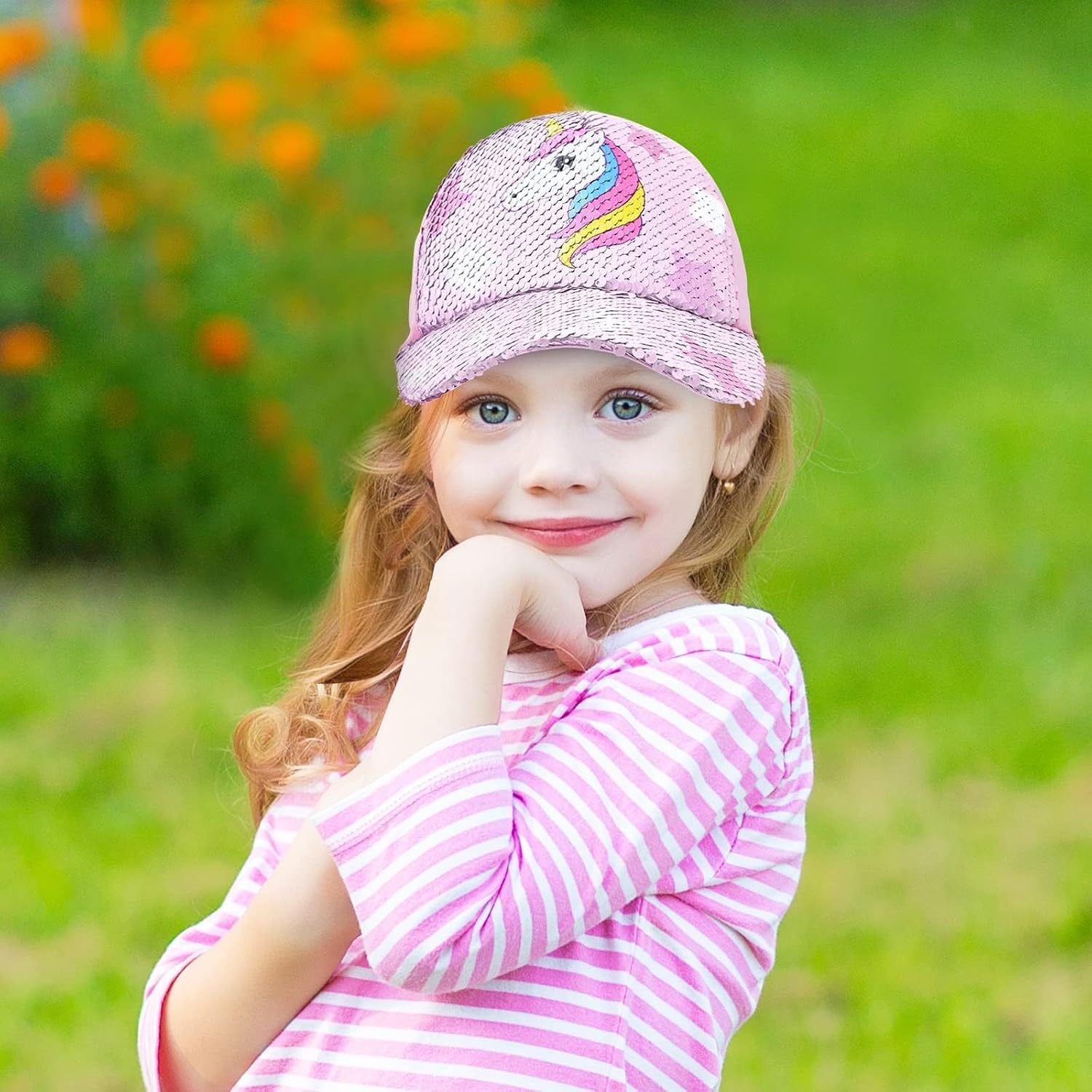 Thumbnail 3 de WAWSAM Mädchen Baseballkappe mit Wendepailletten – verstellbare Cap, Einhornmotiv, 3–8 Jahre