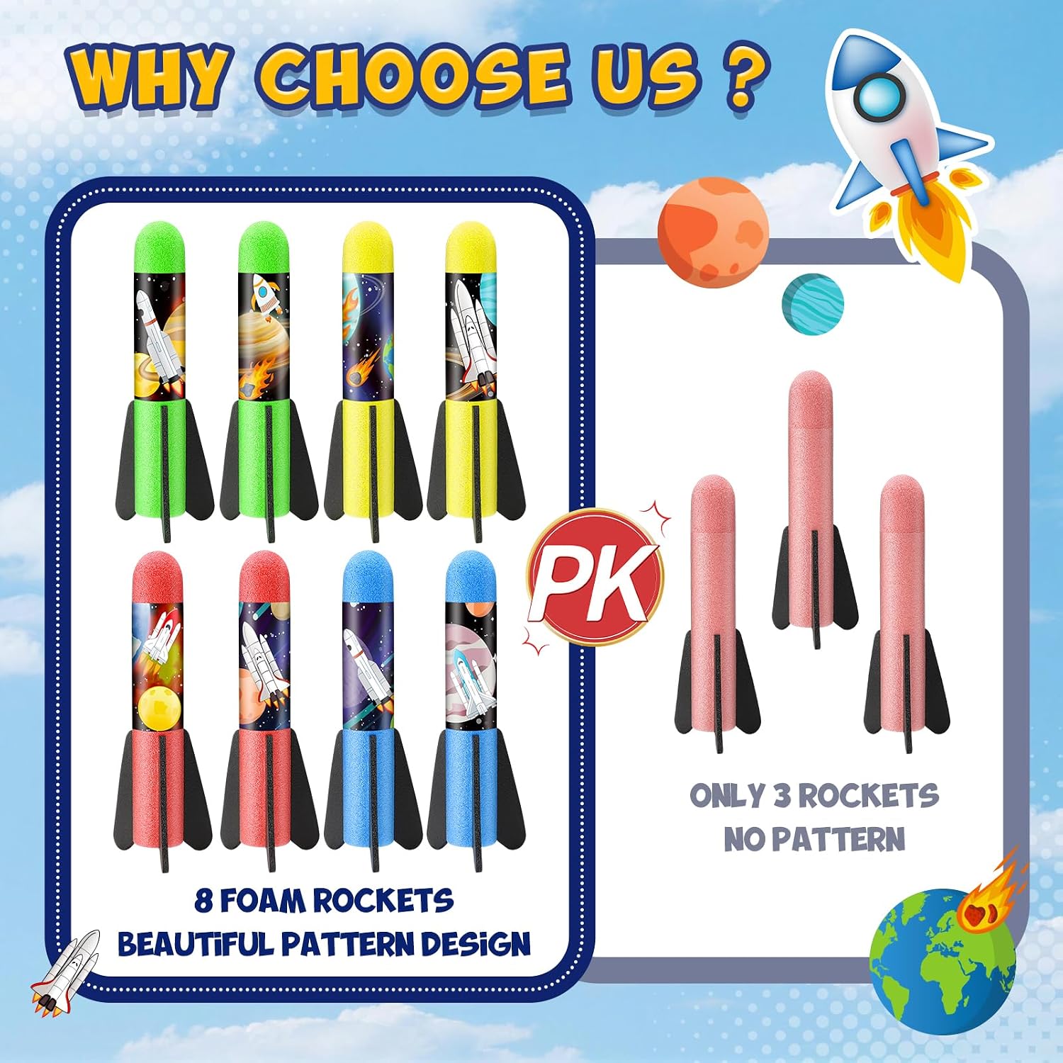 Thumbnail 1 de Anginne Rockets foam rocket launcher toy with adjustable launch angle (8 rockets) for kids 3–12