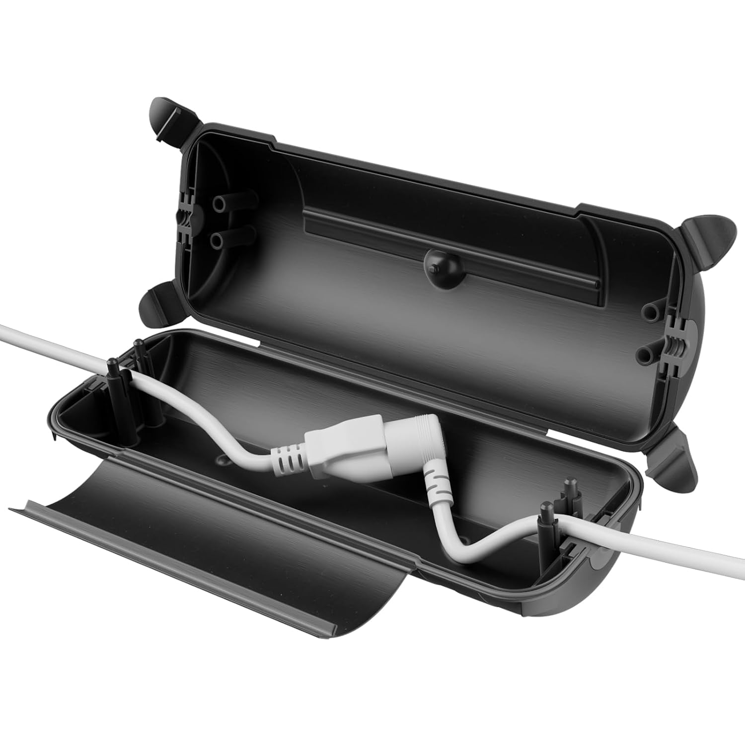 Detalle de RESTMO O-ECC-1 Outdoor Extension Cord Cover, IP44, Black Polypropylene