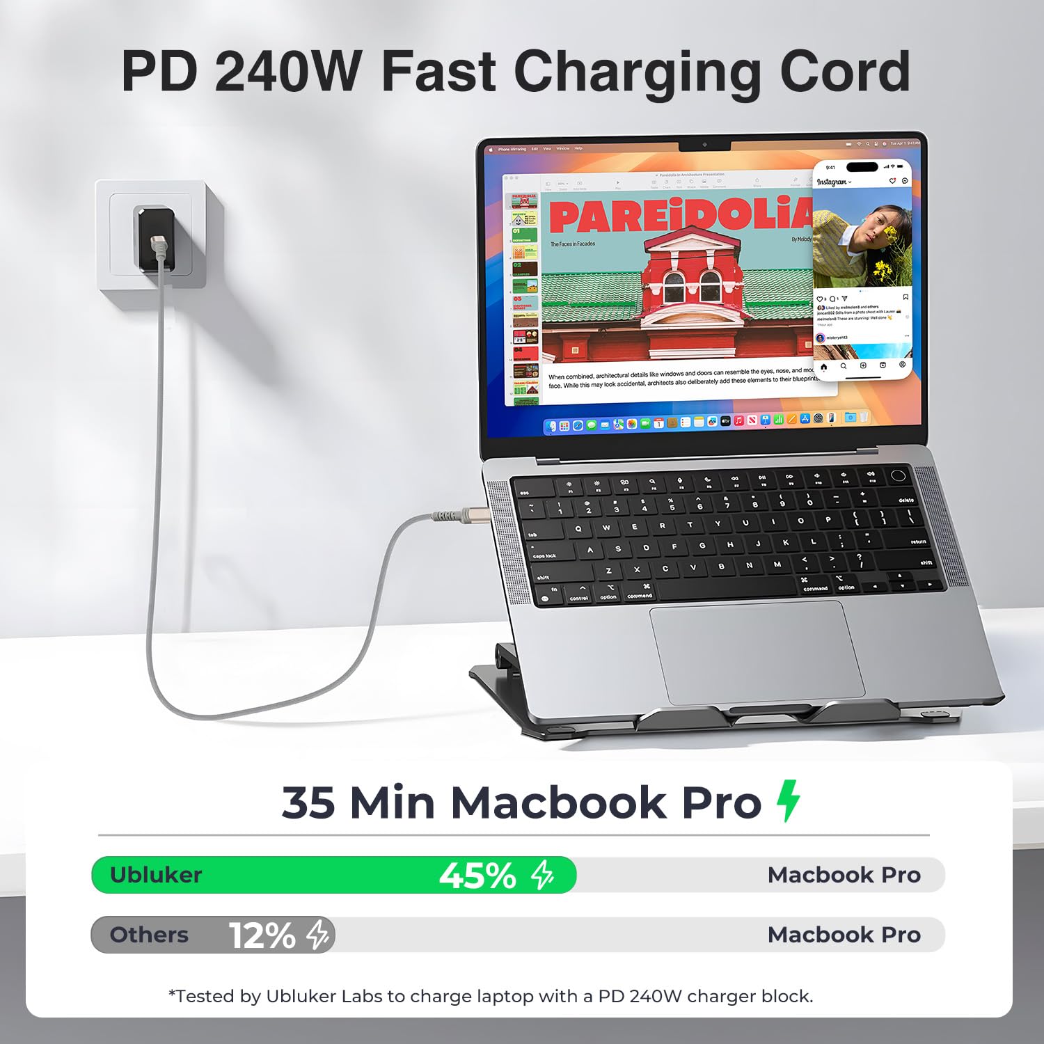 Thumbnail 2 de Ubluker Cavo USB-C a USB-C corto 0,5 m fino a 240W con eMarker e sincronizzazione dati