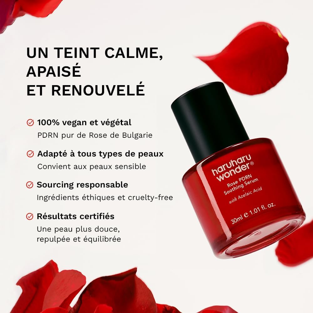 Detalle de Haruharu Wonder Sérum apaisant à la Rose PDRN — douceur et réparation pour peaux sensibles