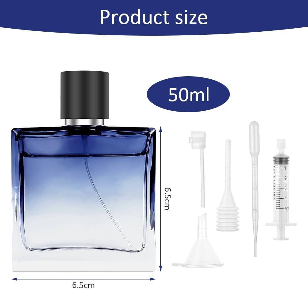 Detalle 2 de LOPHE Parfümzerstäuber – 2 Stück, 50 ml, Glas/Blau, nachfüllbar