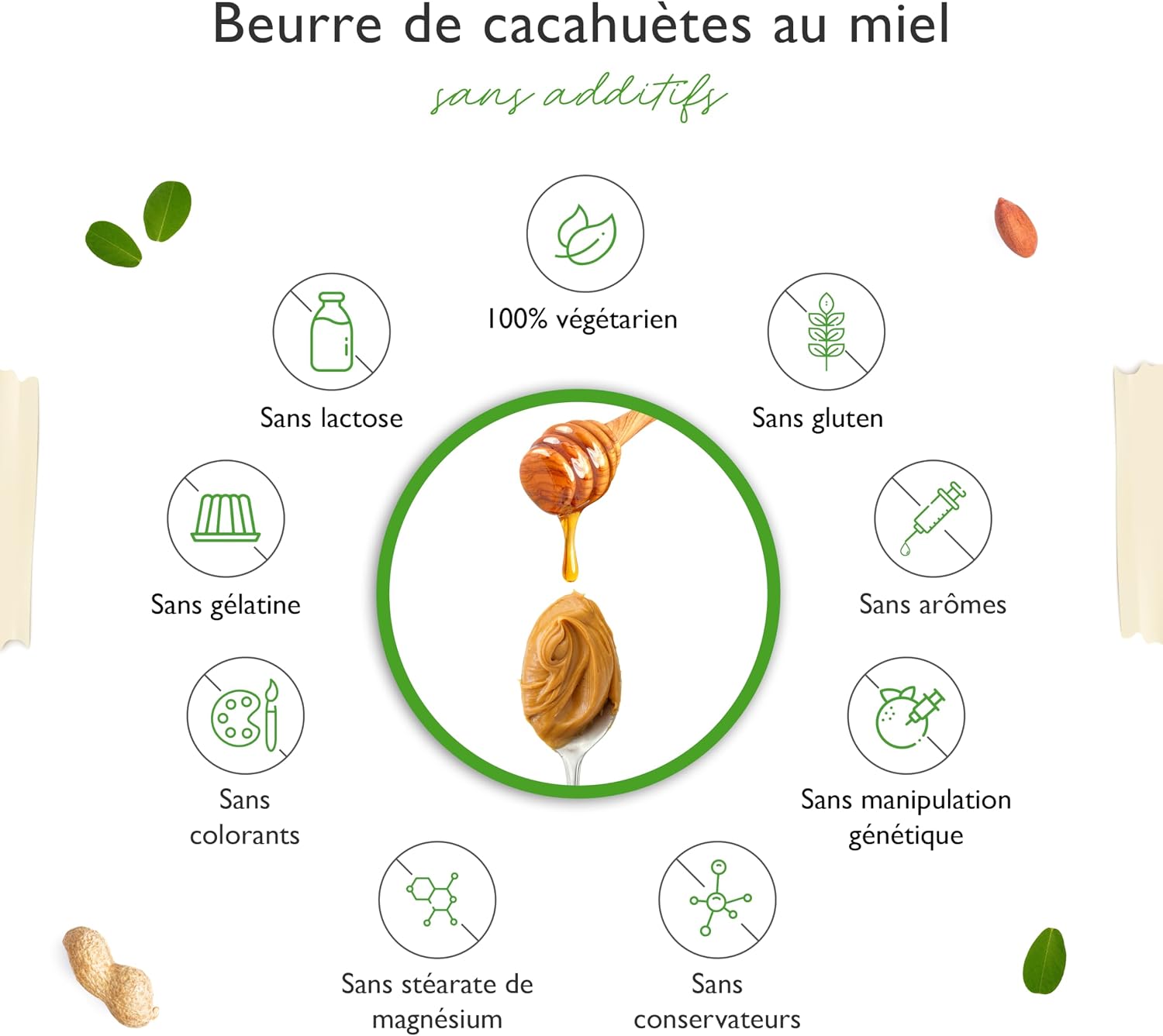 Detalle de Beurre de cacahuètes Honey 1 kg : purée naturelle aux protéines (sans sel, sans sucre ajouté)