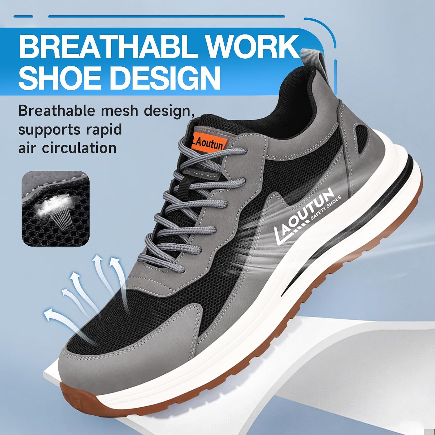 Thumbnail 4 de LAoutun Safety Trainers Men: Steel Toe Cap Work Trainers for Durable, Breathable Protection