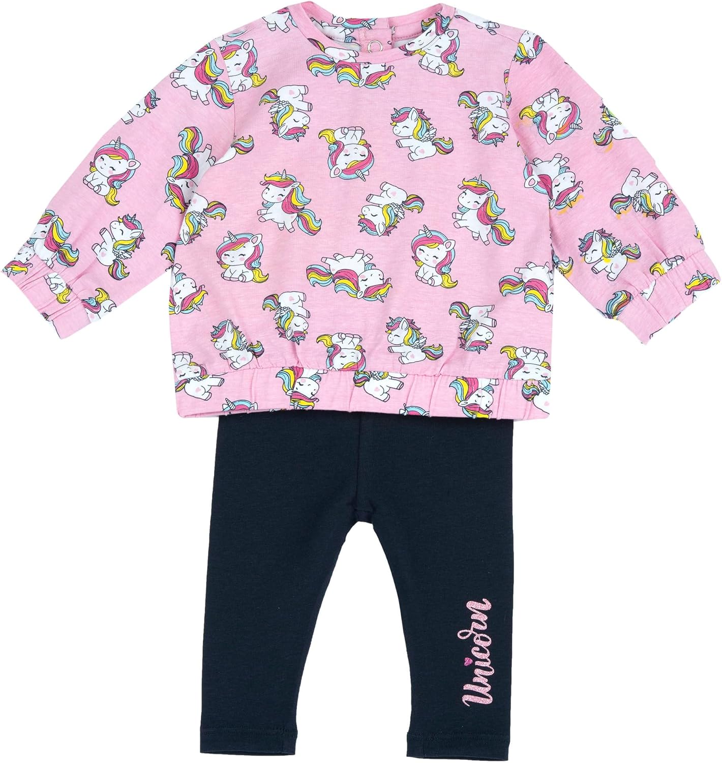 Detalle de Ensemble bébé fille Chicco en tissu doux avec licorne – Sweat et leggings, col joliment orné