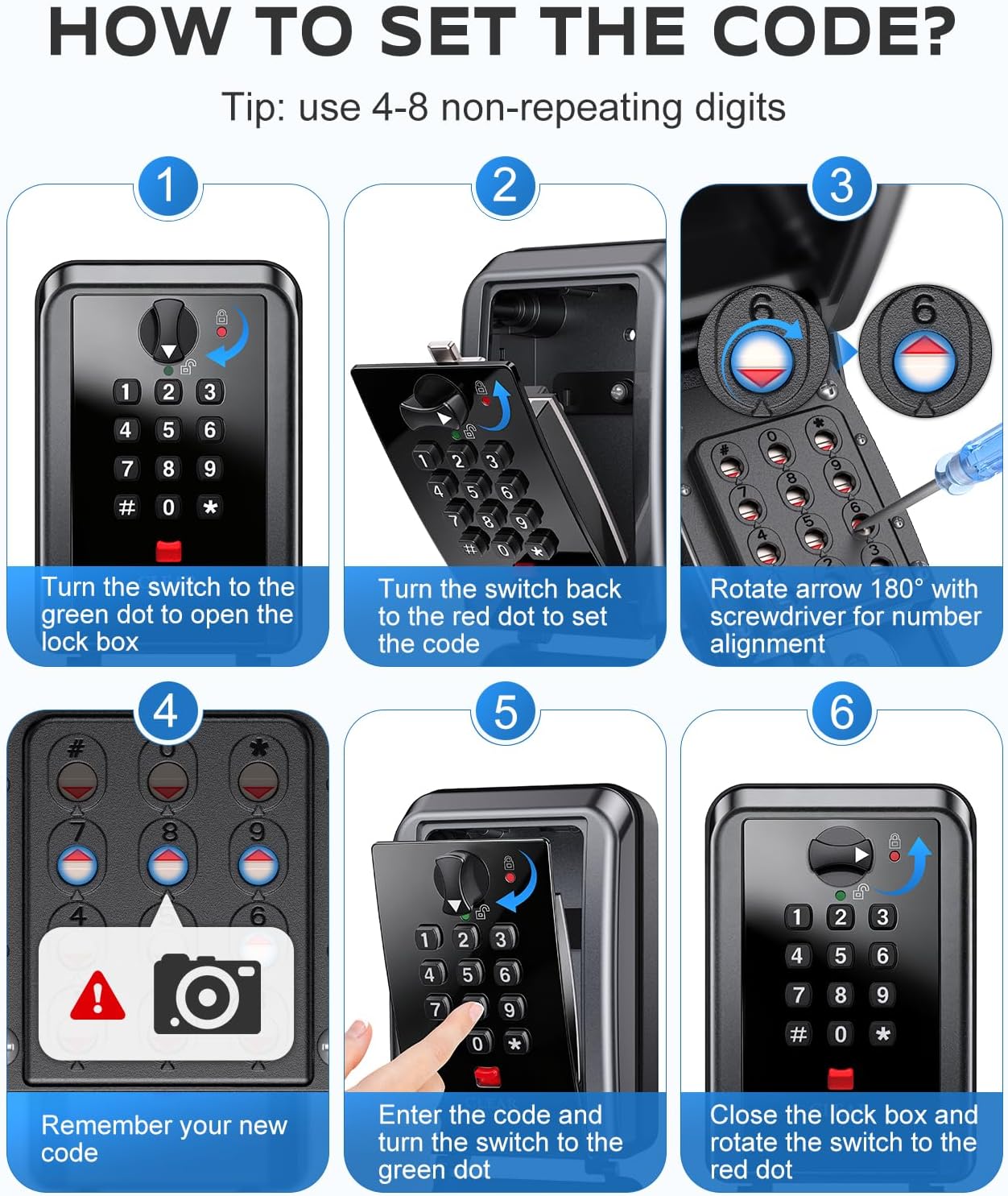 Detalle de Mohard Key Safe Wall Mounted: 12-Digit Lock Box for Secure Key Storage