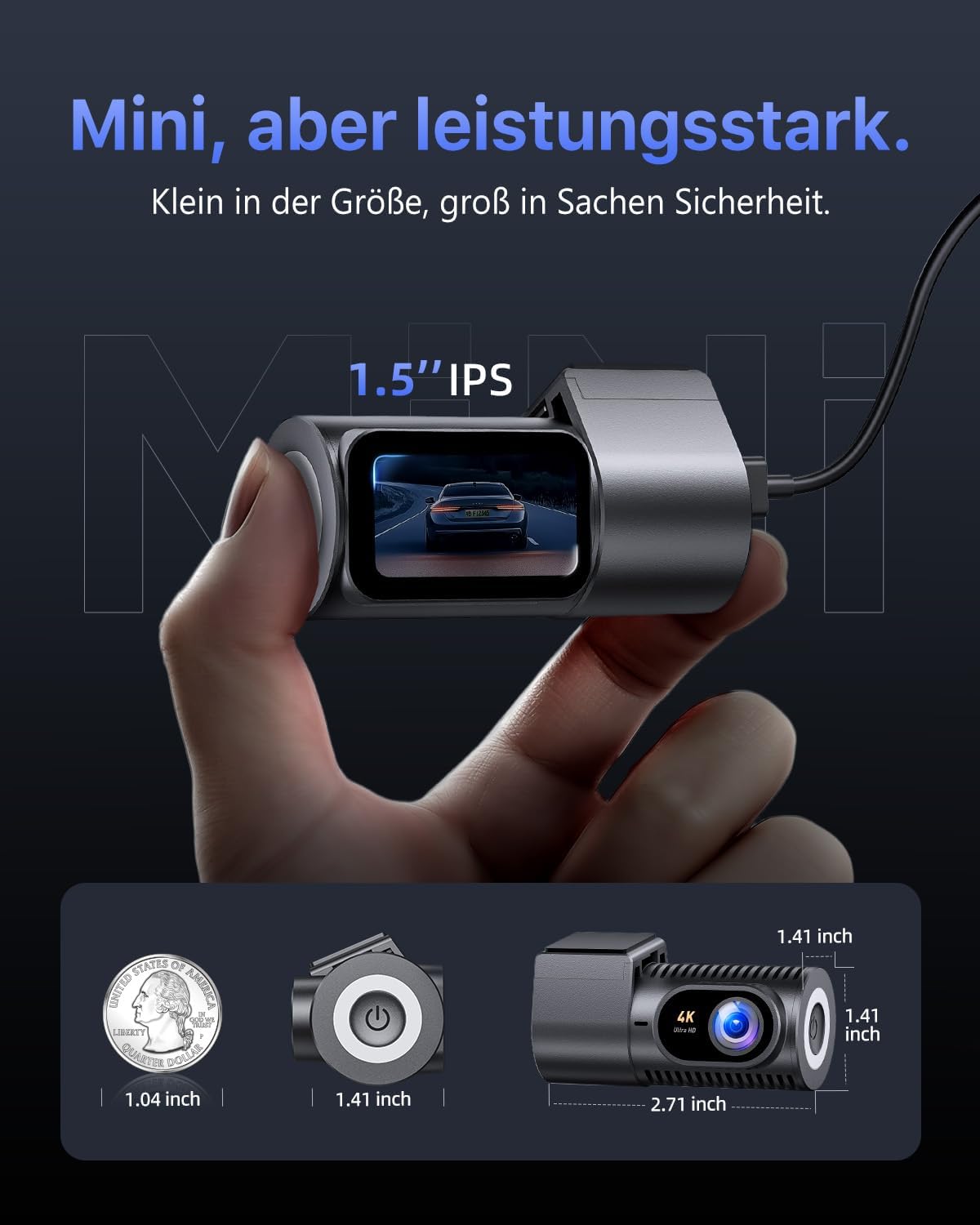 Thumbnail 1 de CIEVIE Dashcam Vorne 4K mit 64 GB Karte 360°