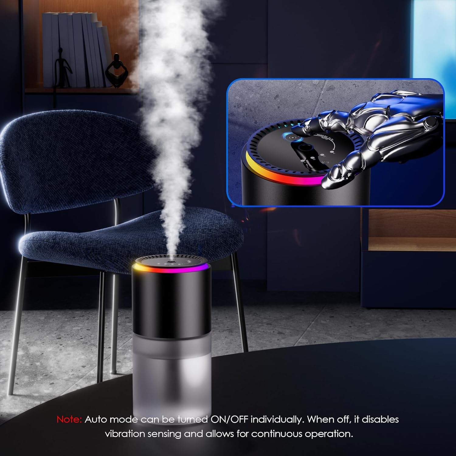 Detalle de Klomsuw Smart Car Air Freshener (150 ML) with RGB Music Sync Light, Auto On/Off & 3-Mode Scent Control