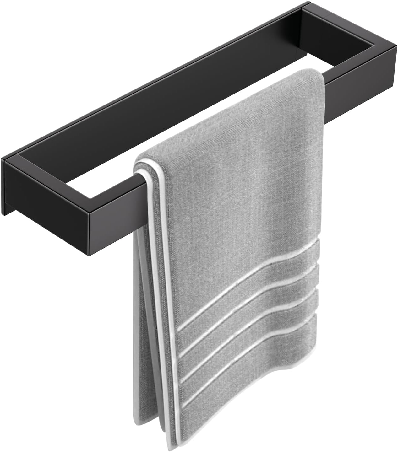 Detalle de YACVCL 30cm Self-Adhesive Towel Holder in Matte Black (SUS304 Stainless Steel)