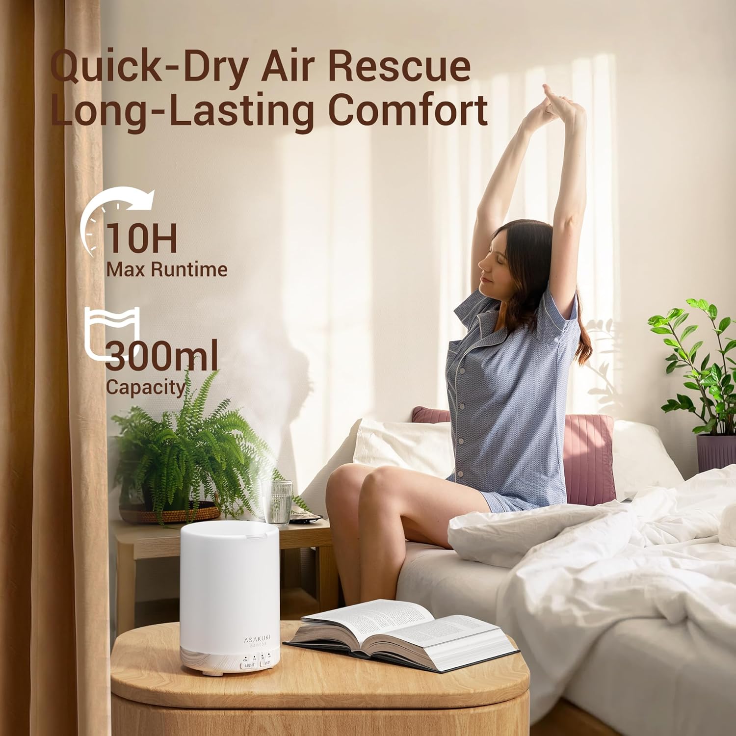 Thumbnail 3 de ASAKUKI 300ml ultrasonic essential oil diffuser 🌫