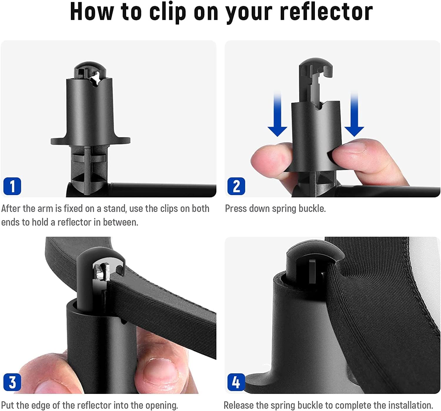 Detalle de NEEWER support de réflecteur extensible télescopique (70,9 à 129,9 cm) avec bras pivotant 360°