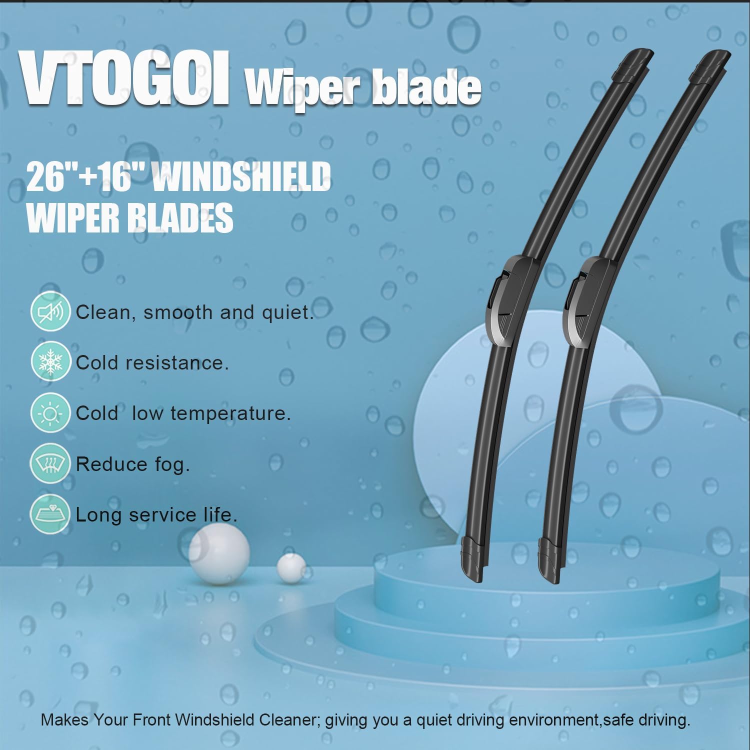 Thumbnail 1 de OEM Windshield Wiper Blades Replacement for Toyota Rav4 (2019-2025) & Mazda 5 (2006-2015) — Front & Rear, 26"/16"/12" (Pack of 3)