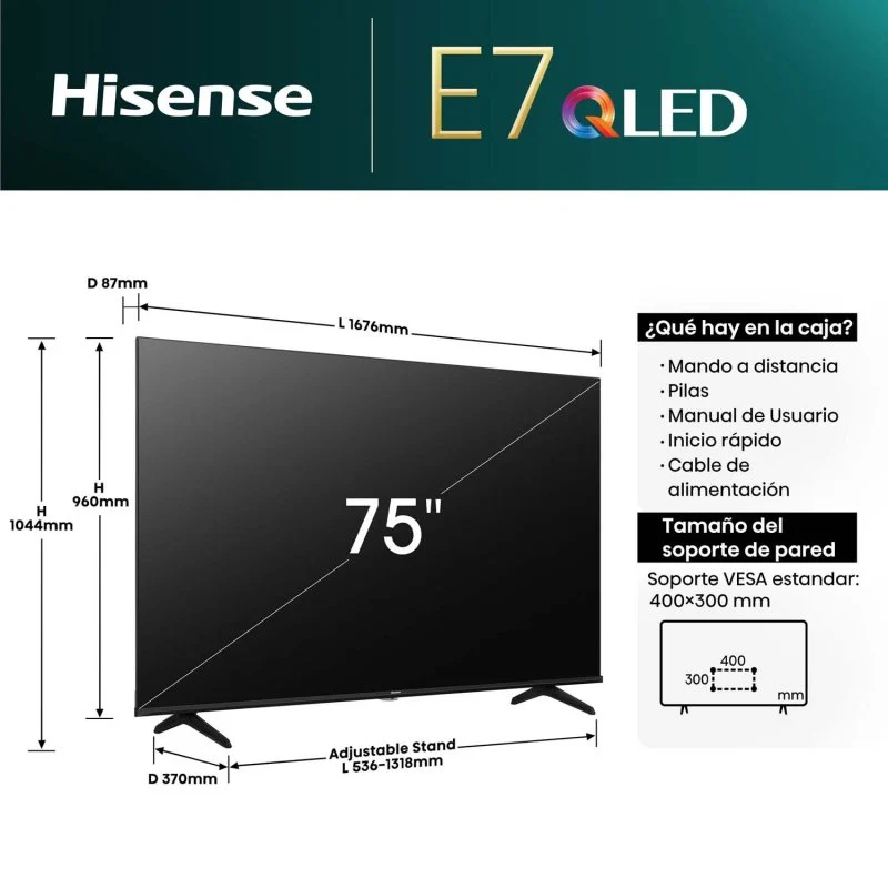 Thumbnail 3 de Hisense 75E7NQ Televisor 75" QLED UltraHD 4K HDR10