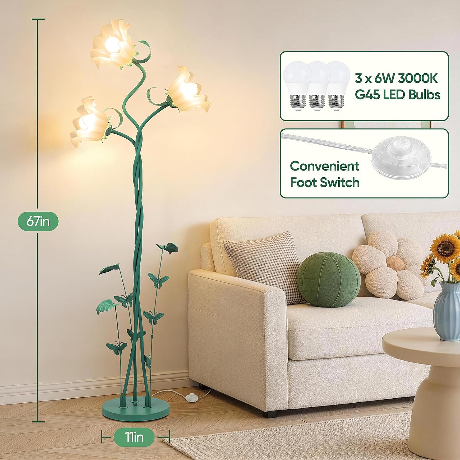 Detalle 2 de TOBUSA Flower Floor Lamp, 67-Inch