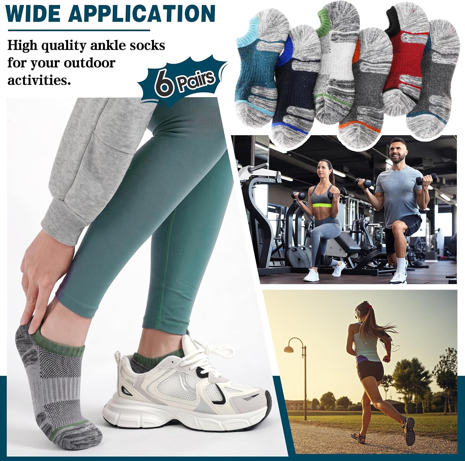 Detalle 2 de Merino Wool Running Socks, 6 Pairs