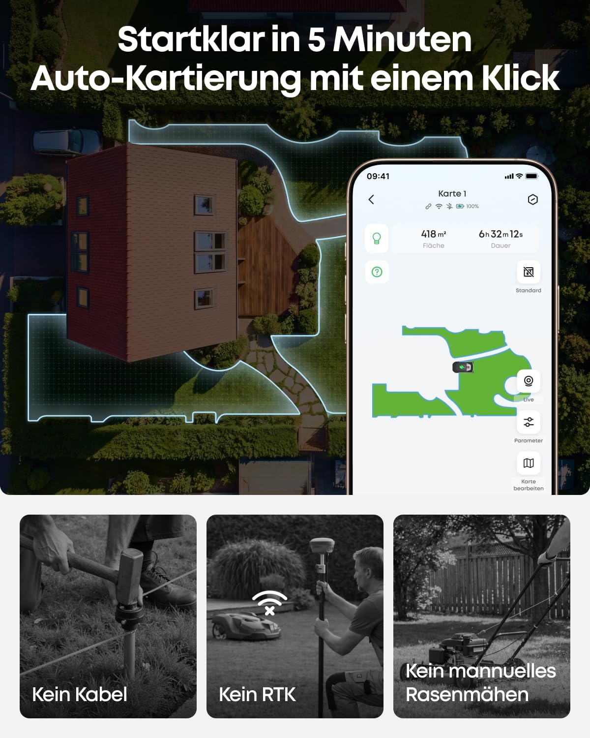 Detalle 2 de eufy C15 Mähroboter – autonomes Rasenmähen ohne Begrenzungskabel (bis 500 m²)