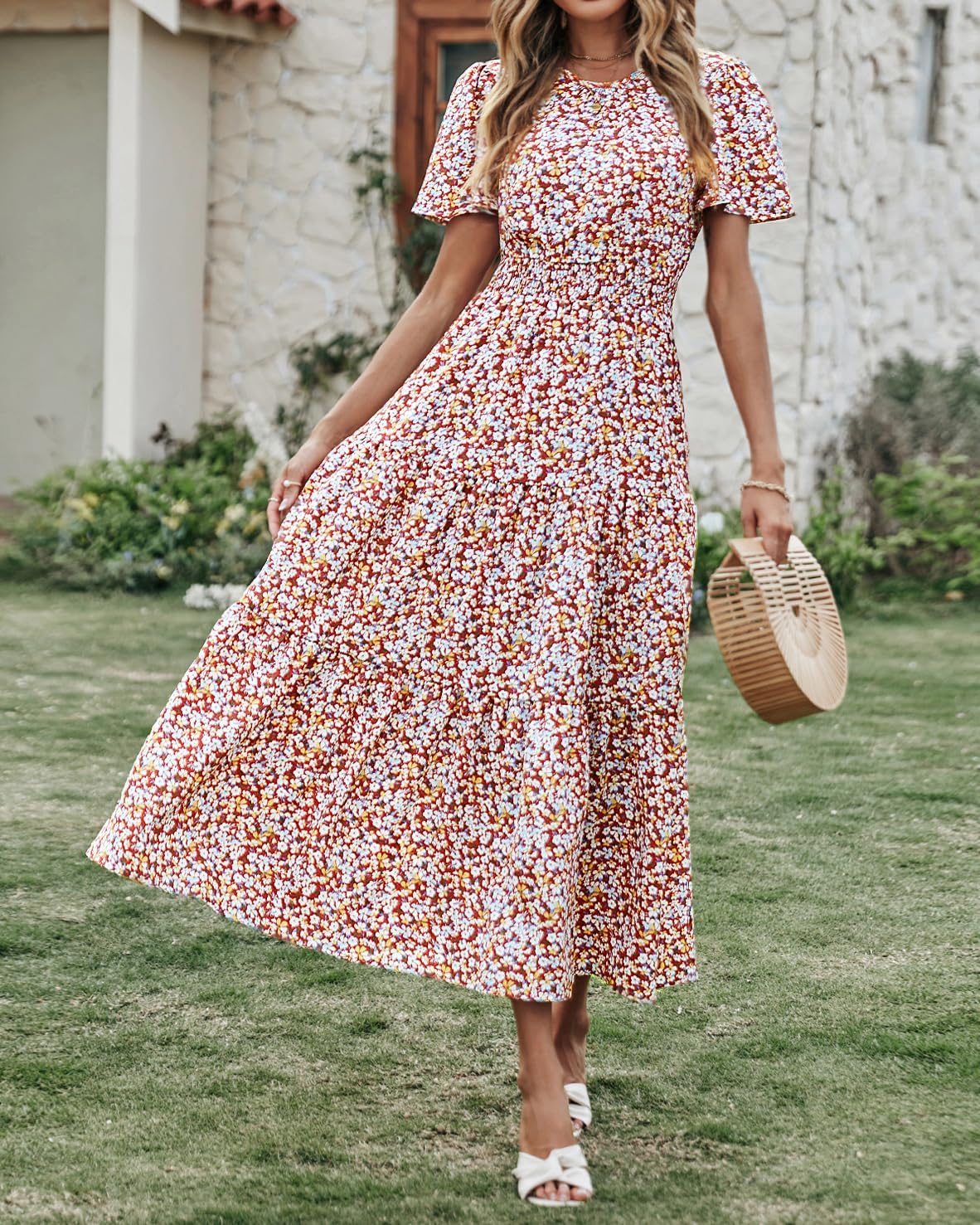 Thumbnail 6 de PRETTYGARDEN Women's Summer Casual Maxi Dress with Flutter Sleeves and Smocked Waist