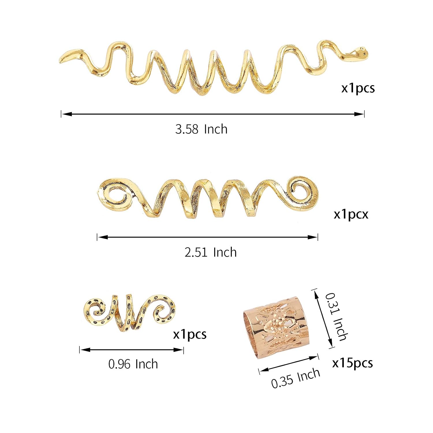 Detalle de FRDTLUTHW 18-Piece Gold Hair Jewelry Set for Braids and Locs