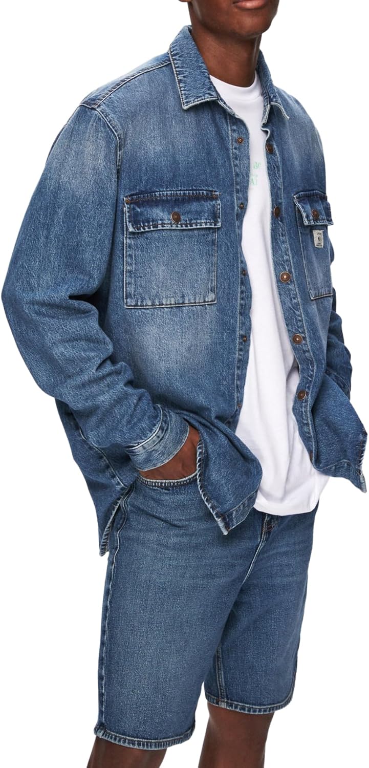 Detalle de LTB Steven – Chemise homme en denim durable, col boutonné, coupe droite
