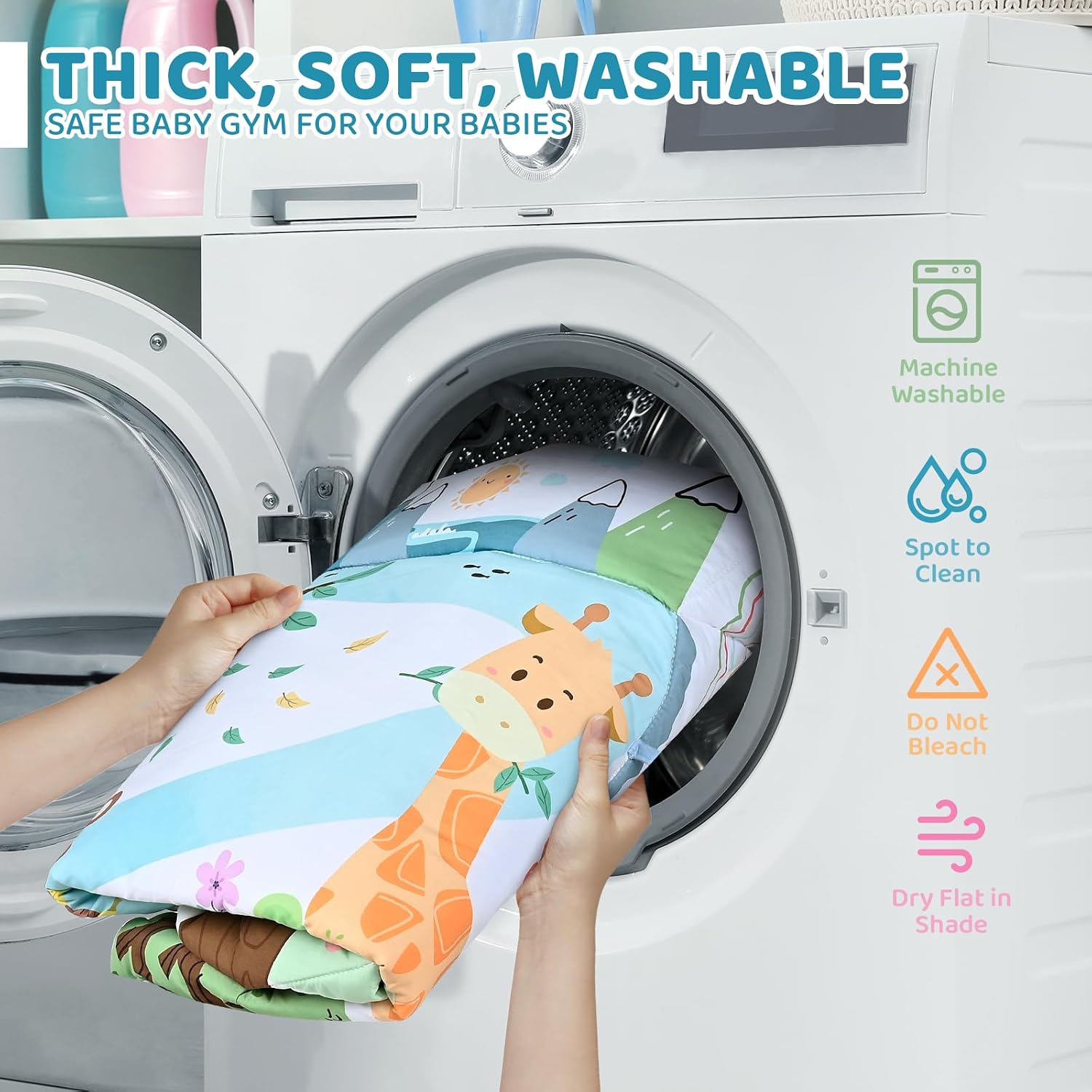 Detalle de Jyusmile 8-in-1 Baby Gym Play Mat, 43 x 39 in, Washable with 6 Toys