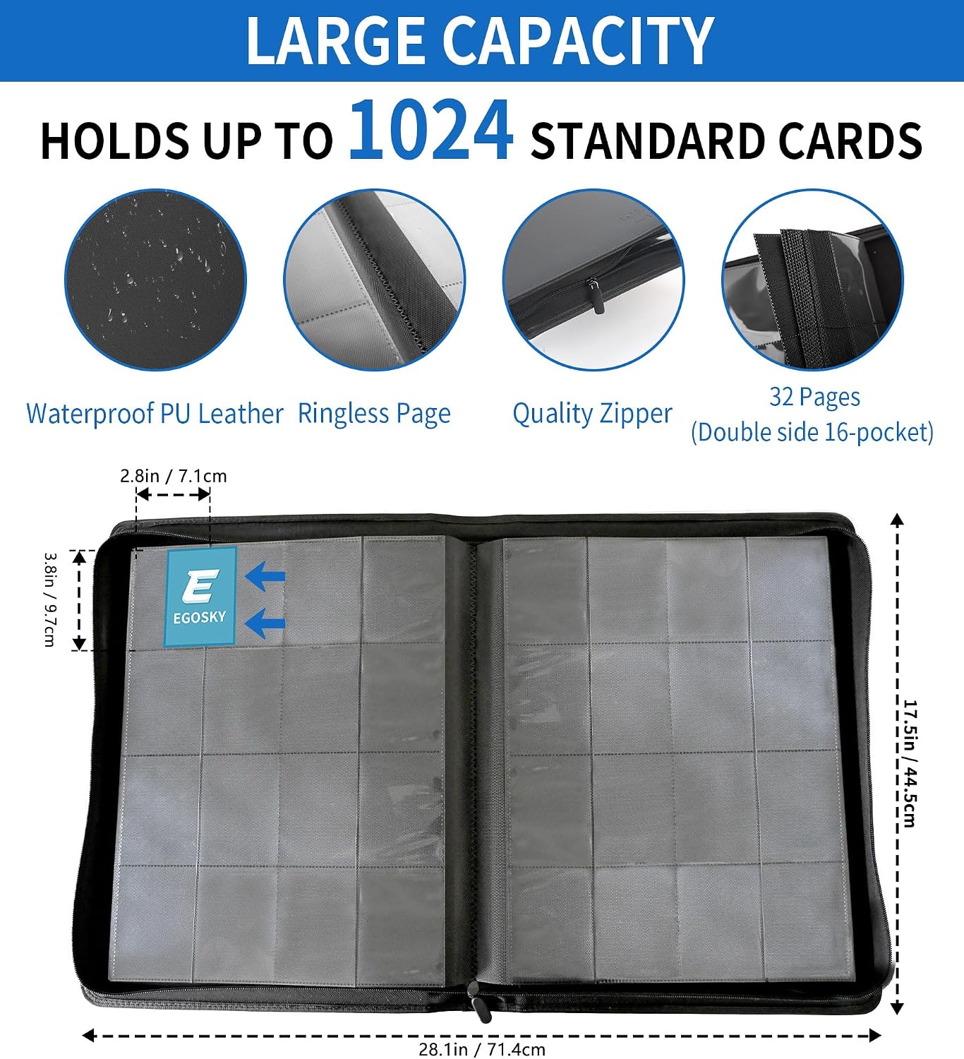 Detalle de EGOSKY Card Binder, 16-Pocket