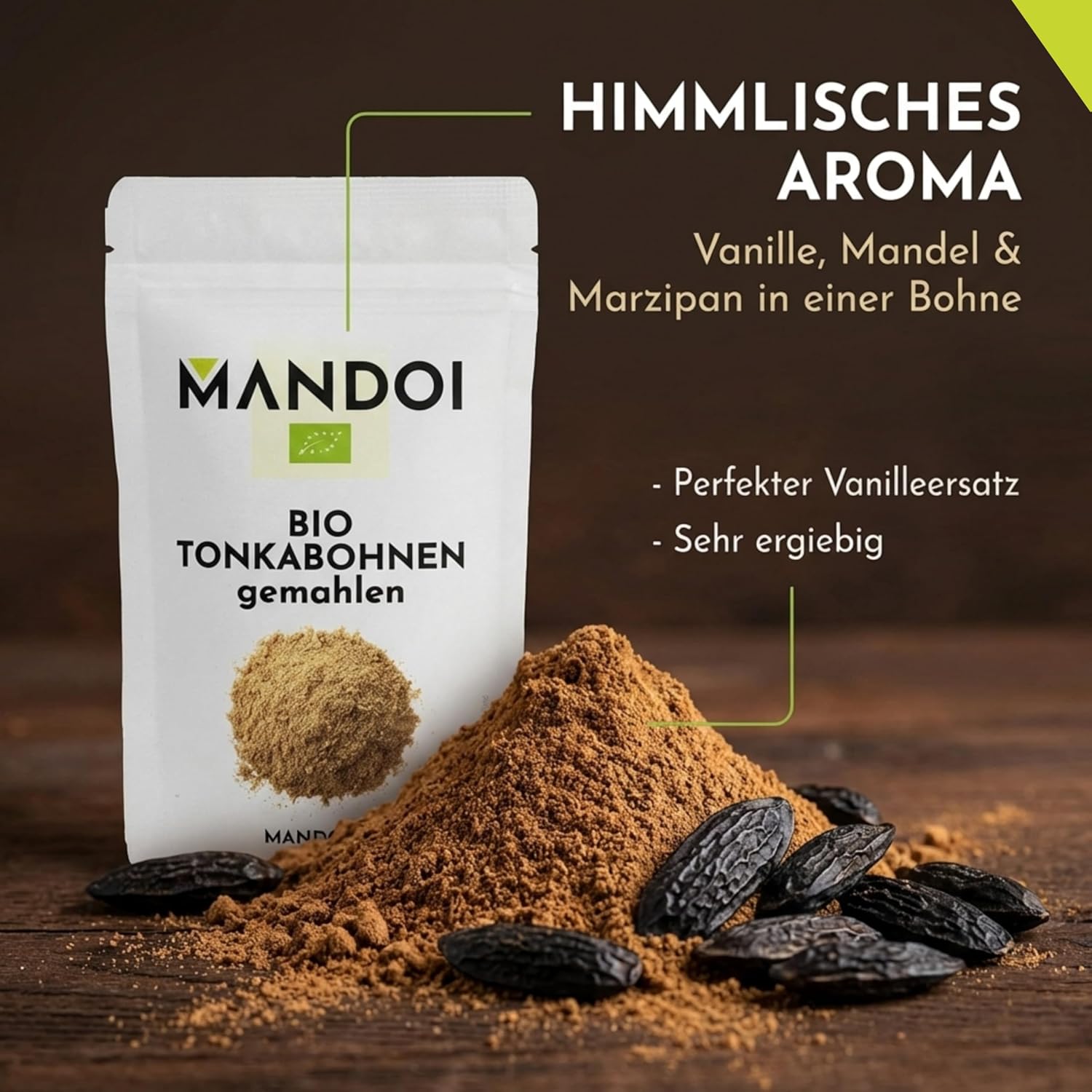 Thumbnail 1 de Mandoi BIO Tonkabohne gemahlen 25 g – feinstes Pulver aus Brasilien für Backen und Verfeinern