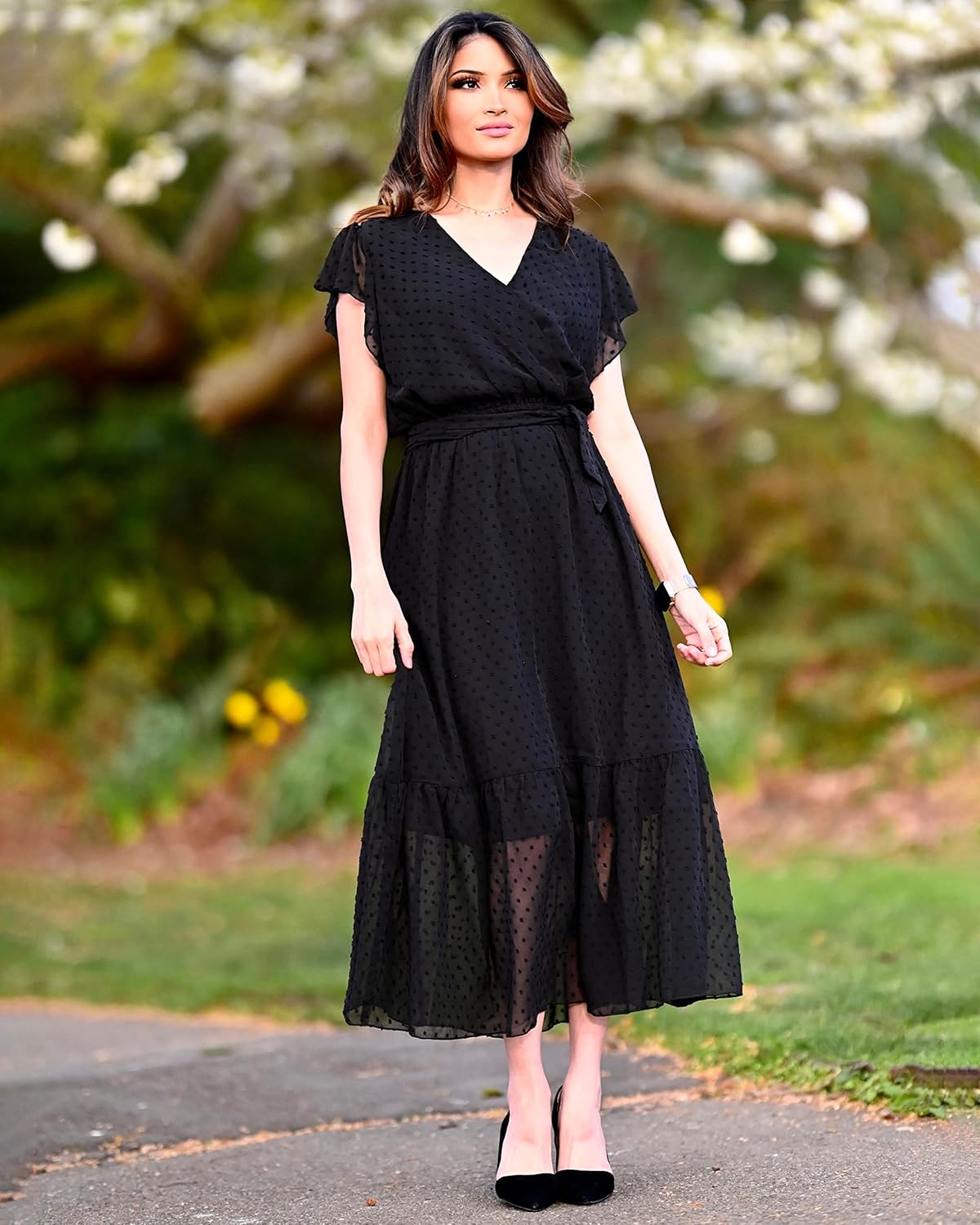 Thumbnail 4 de BTFBM Women Bohemian Wrap Midi Dress White