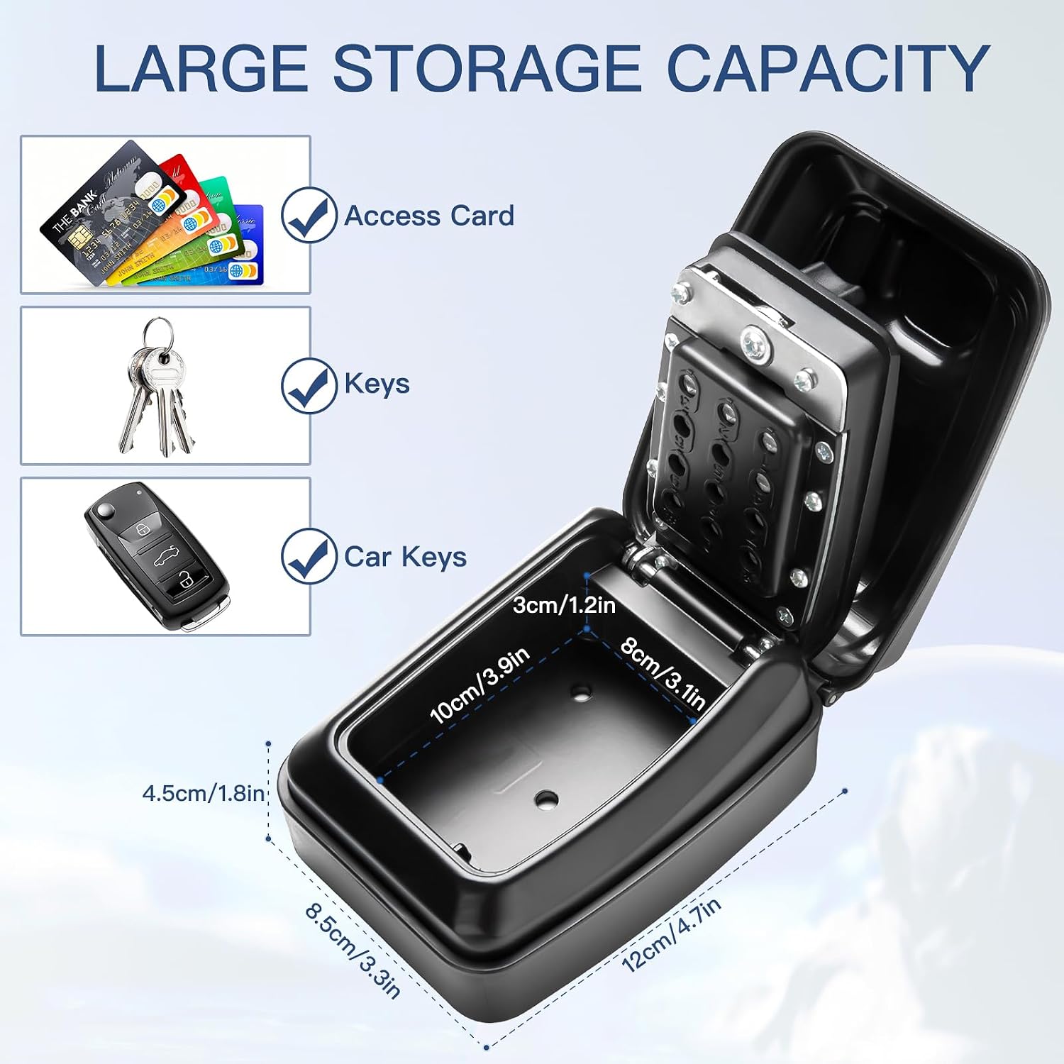 Detalle 1 de Tuocal Wall Mounted Key Safe with 12-Digit Resettable Combination and Weatherproof Cover