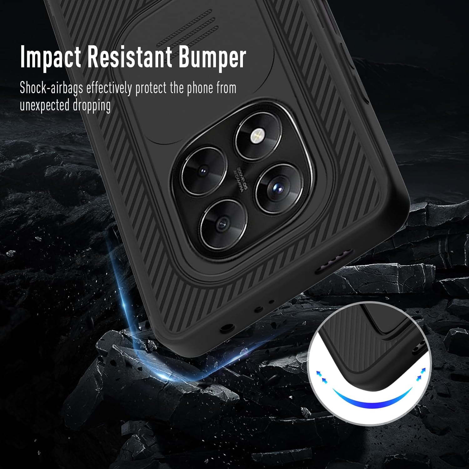 Detalle 2 de XTCASE Coque pour Xiaomi Redmi Note 14 Pro 5G / Poco X7 5G – Étui mince avec cache objectif coulissant et protection caméra