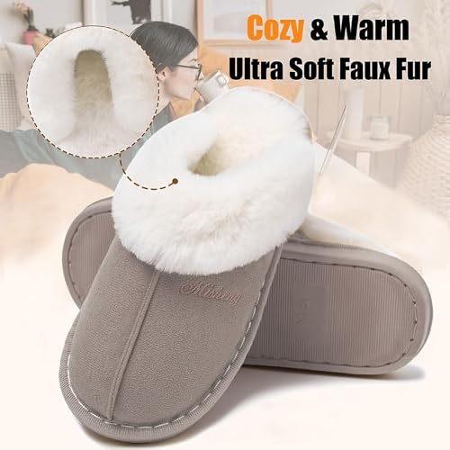 Detalle de Misolin Womens Slippers With Memory Foam Fluffy Slip-on Winter House Shoes