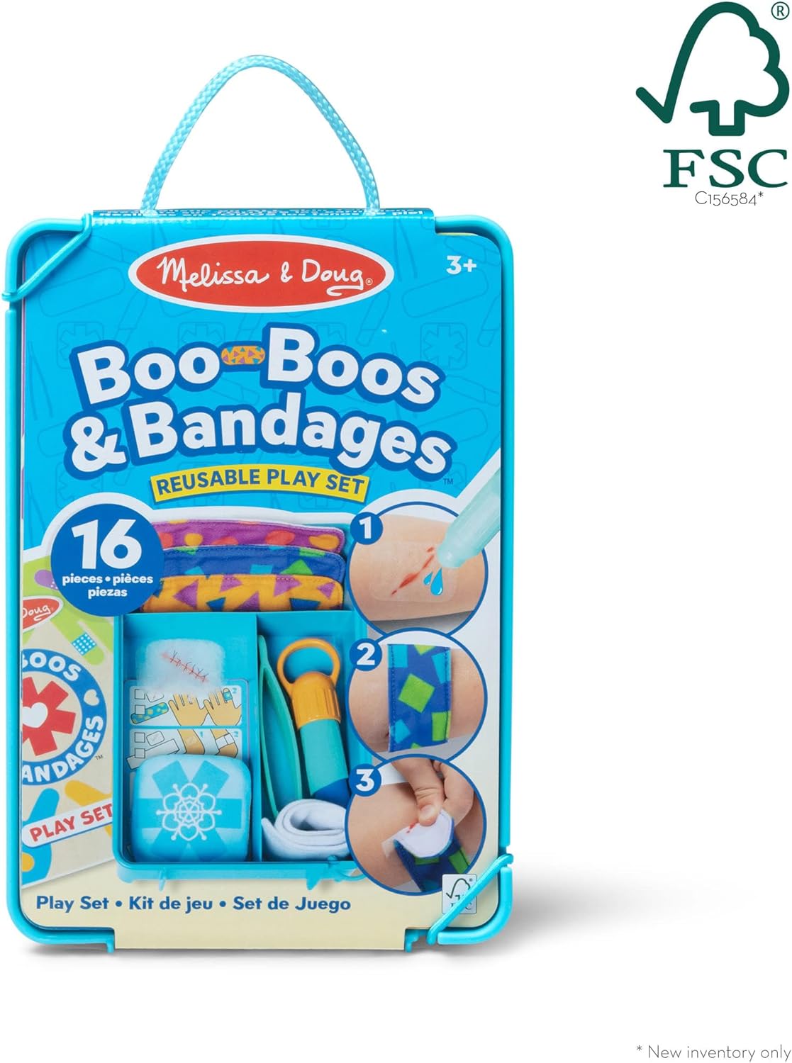 Thumbnail 3 de Melissa & Doug Ensemble de jeux bobos et bandages réutilisables – Kit de premiers secours ludique à partir de 3 ans