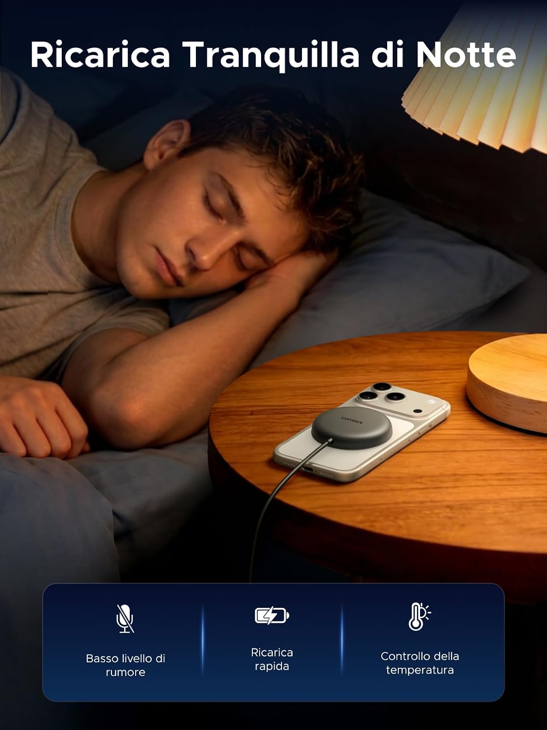 Detalle 2 de UGREEN Zapix Qi2 25W Certificato Caricatore Wireless MagSafe per iPhone 17–12 e AirPods