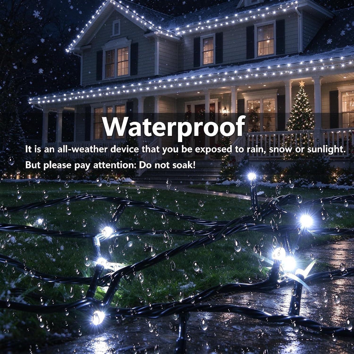 Detalle 2 de Joomer Solar Christmas Lights, 4-Pack, 156 ft, 400 White LEDs, 8 Modes