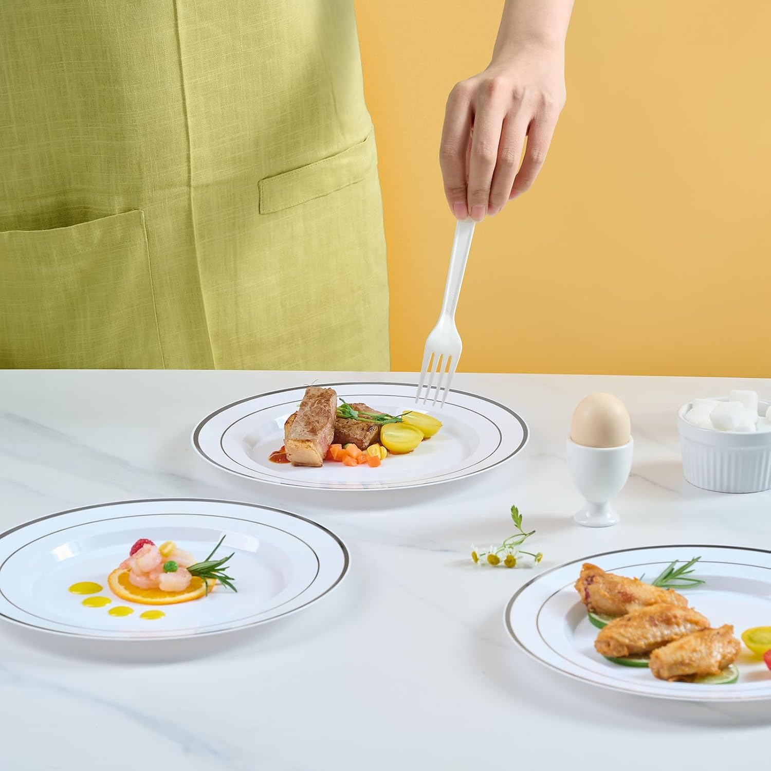Thumbnail 6 de JOLLY CHEF 100 Pieces Silver Plates 10 Inch