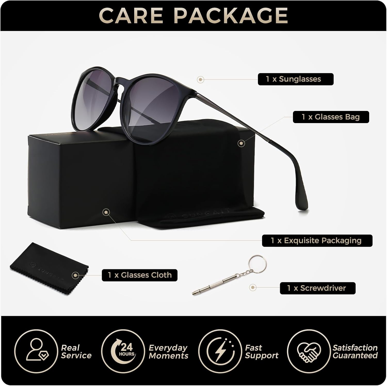 Thumbnail 5 de SUNGAIT Vintage Runde Damen Sonnenbrille – UV400 Schutz, TR90 Rahmen, Retro Design