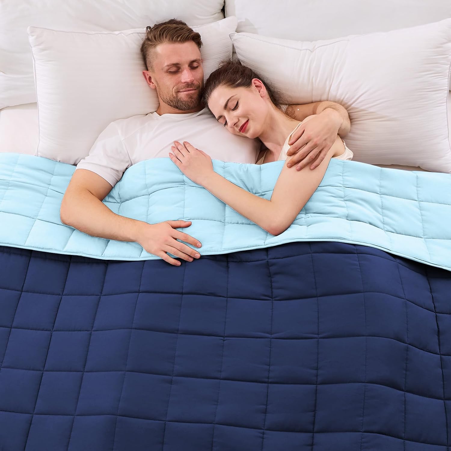 Detalle de Weighted Blanket 20 lb Queen size cooling navy đź’™