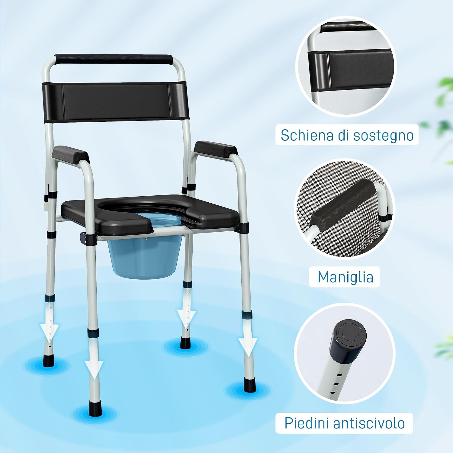 Thumbnail 5 de HOMCOM Silla WC Plegable 150 kg