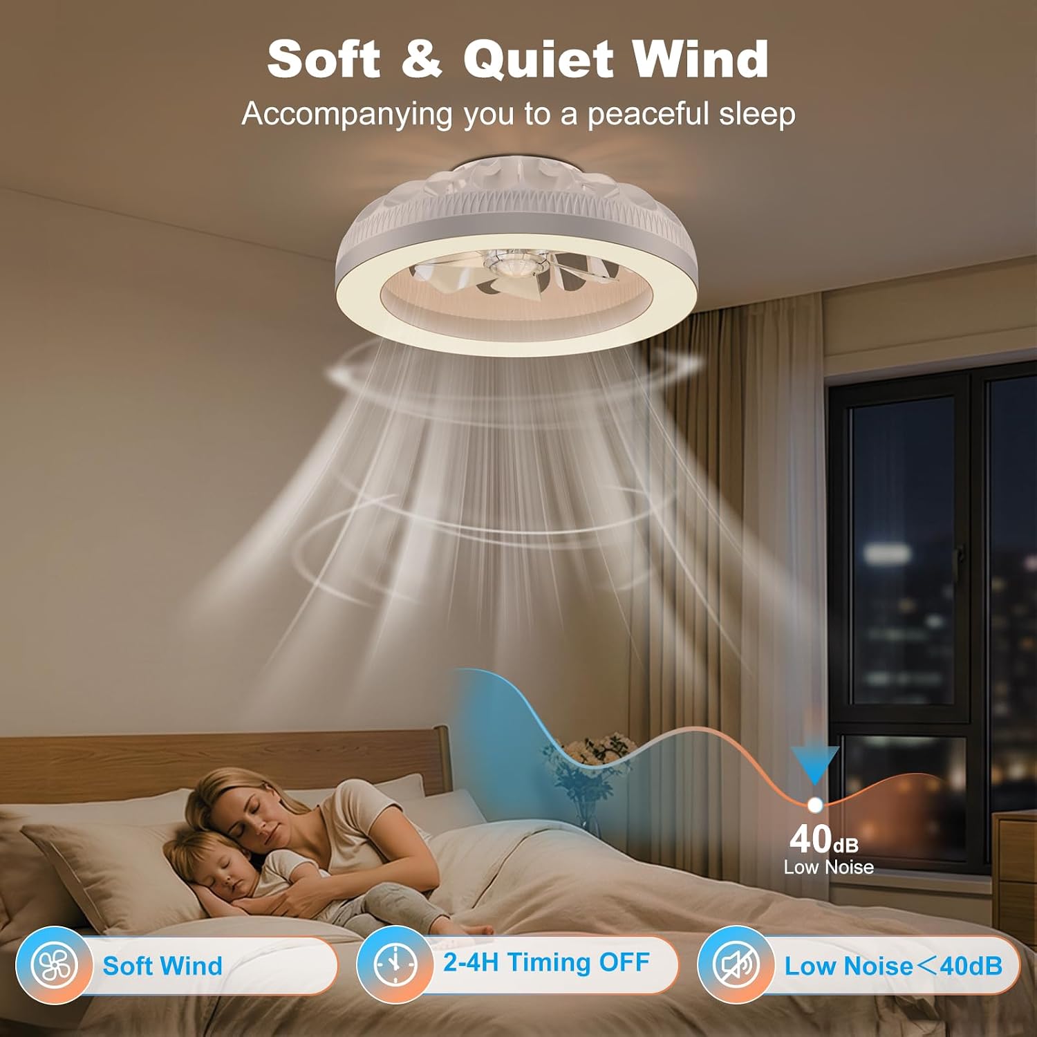 Thumbnail 6 de Ateroll Deckenventilator mit Beleuchtung Ø48 cm – 6 Windstufen, RGB-Licht & Fernbedienung