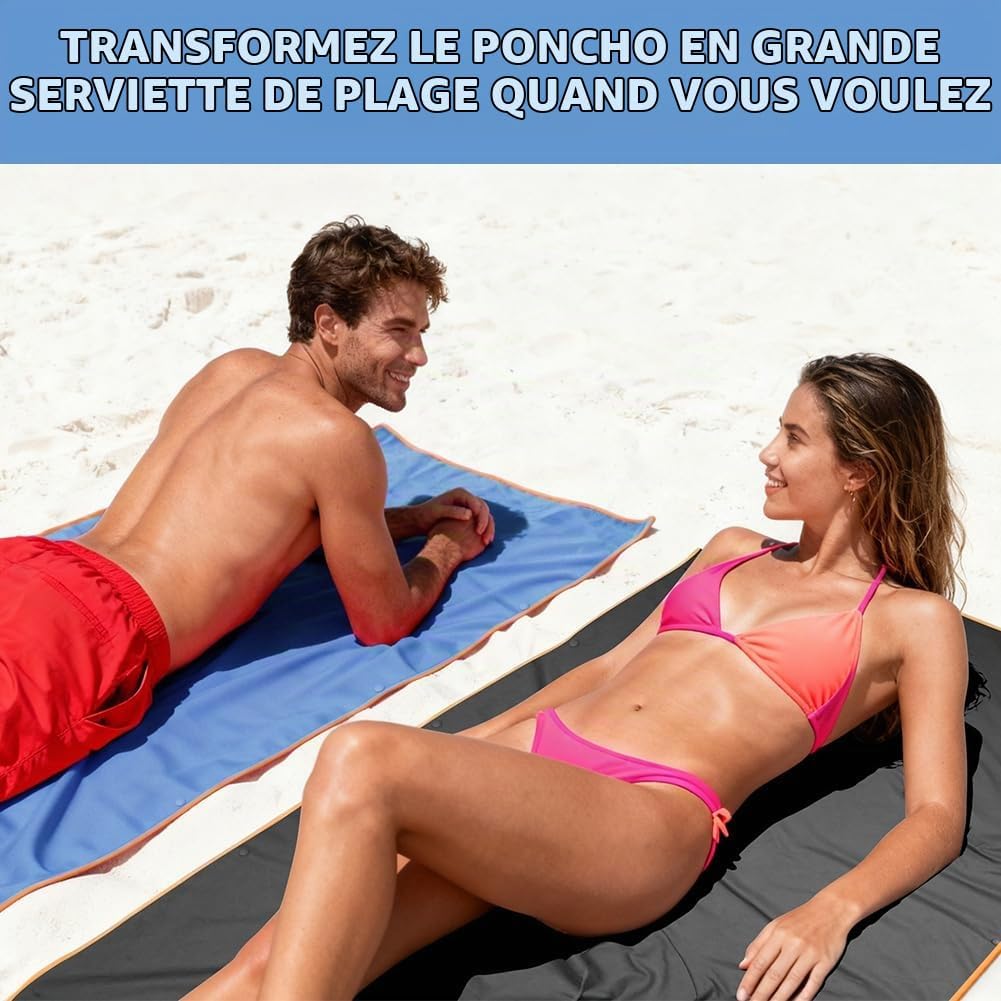 Thumbnail 4 de AUYAO microvezel surfponcho voor volwassenen, 107 x 80 cm, lichtblauw